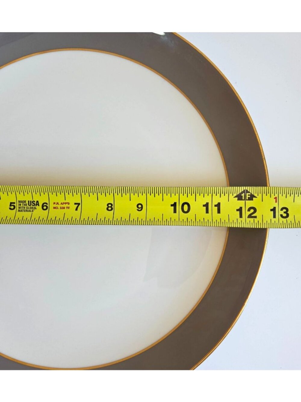 Lenox Trenton Gray & Gold Rim Chop Plate Platter Round 12.75" Made In USA - Picture 10 of 11